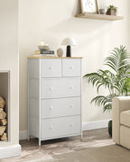 Dressoir - 5 Stoffen Lades - Stalen Frame - Voor Slaapkamer Of Hal
