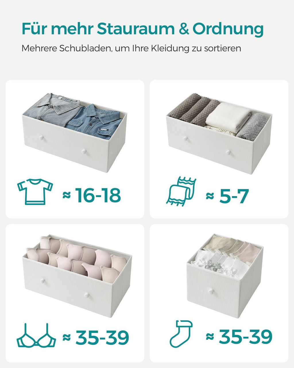 Dressoir - 5 Stoffen Lades - Stalen Frame - Voor Slaapkamer Of Hal