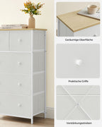 Dressoir - 5 Stoffen Lades - Stalen Frame - Voor Slaapkamer Of Hal