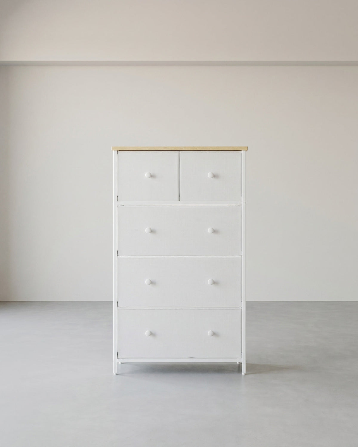 Dressoir - 5 Stoffen Lades - Stalen Frame - Voor Slaapkamer Of Hal
