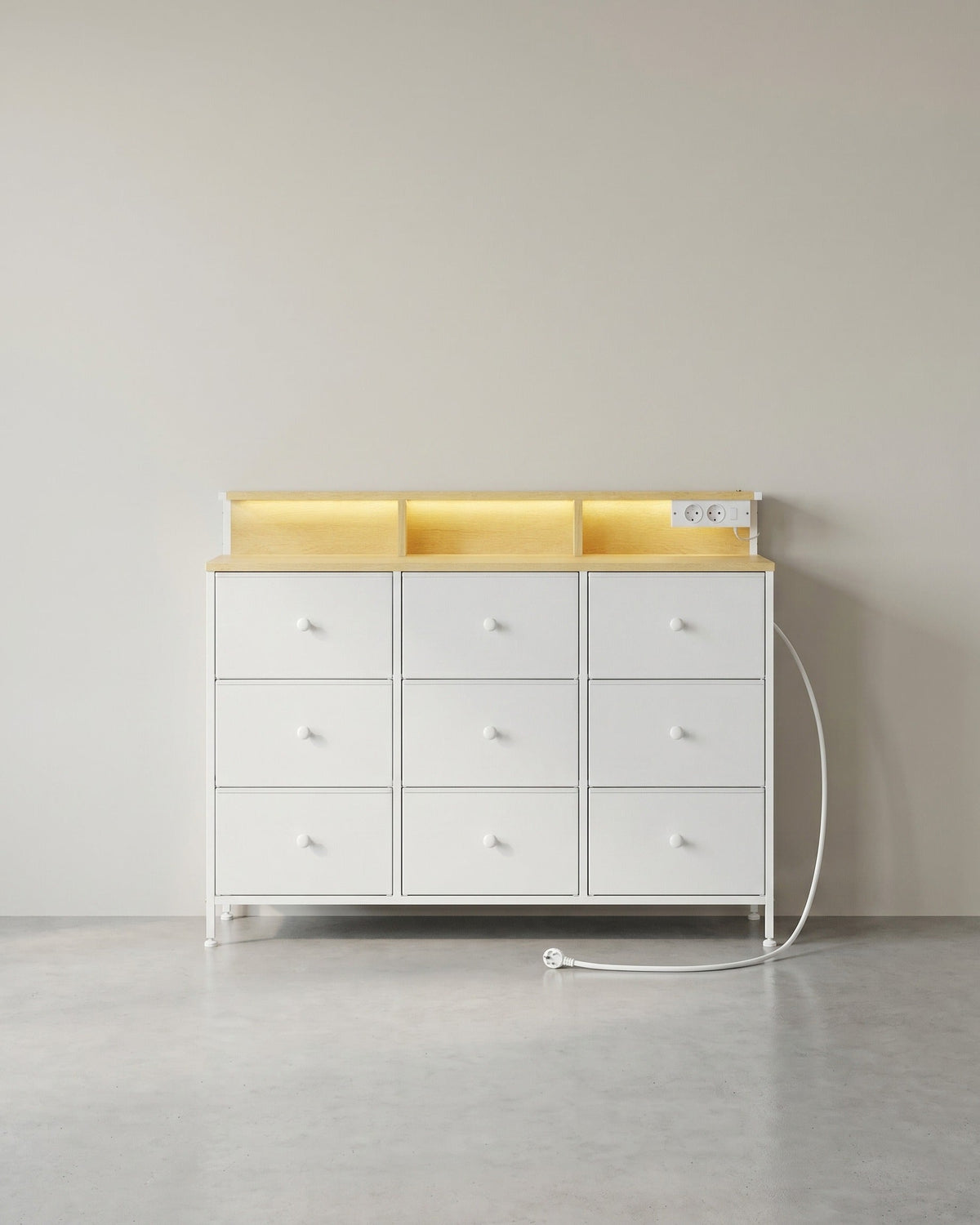 Commode met USB & Stopcontact - Ladekast met LED-verlichting