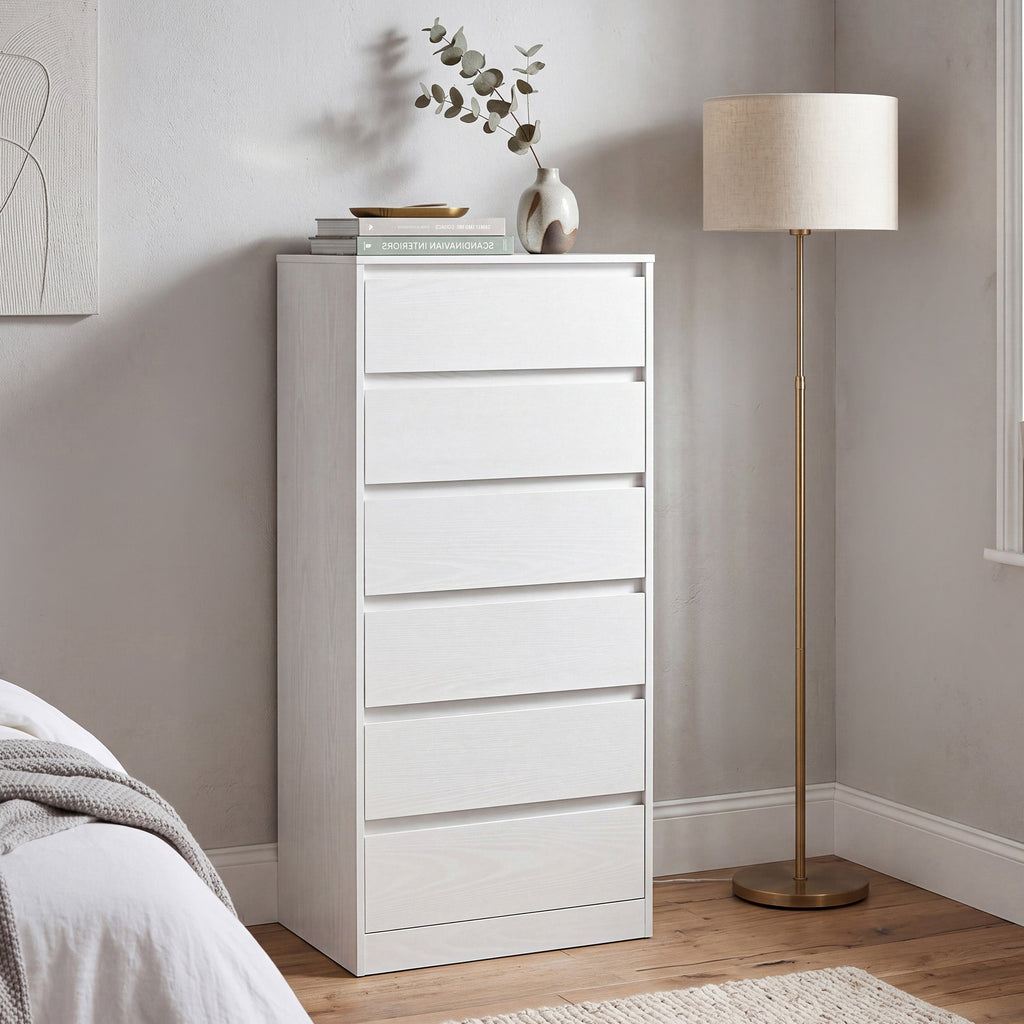 Dressoir Met 6 Lades - Hoge Ladekast - Voor Slaapkamer En Hal