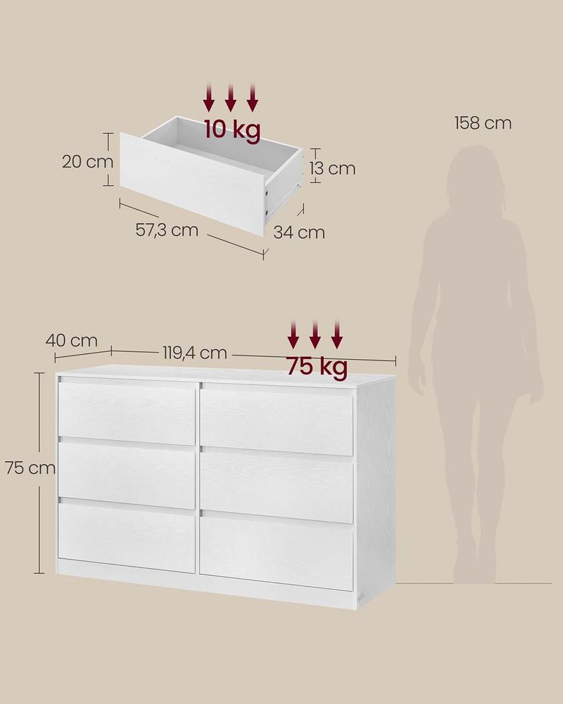 Ladekast Modern – 6 Lades – Commode – KAILYN Collectie