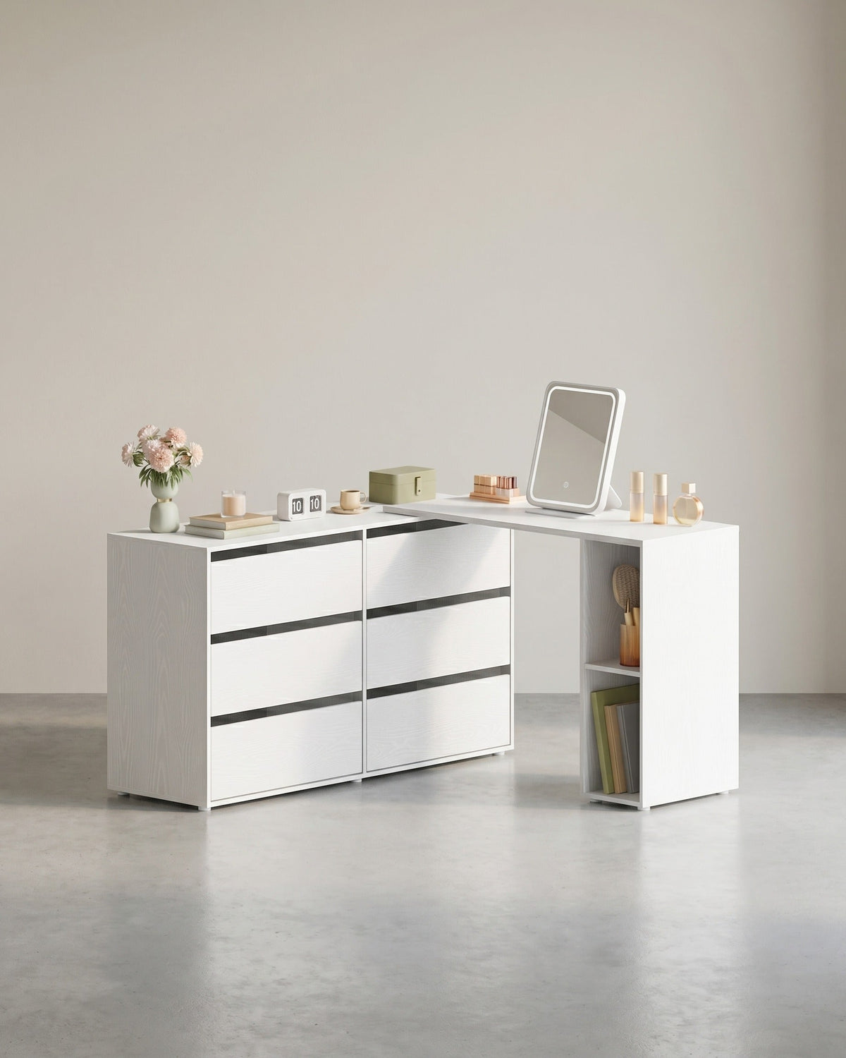 Kaptafel met 6 Laden - Verstelbare Kast - L-vorm