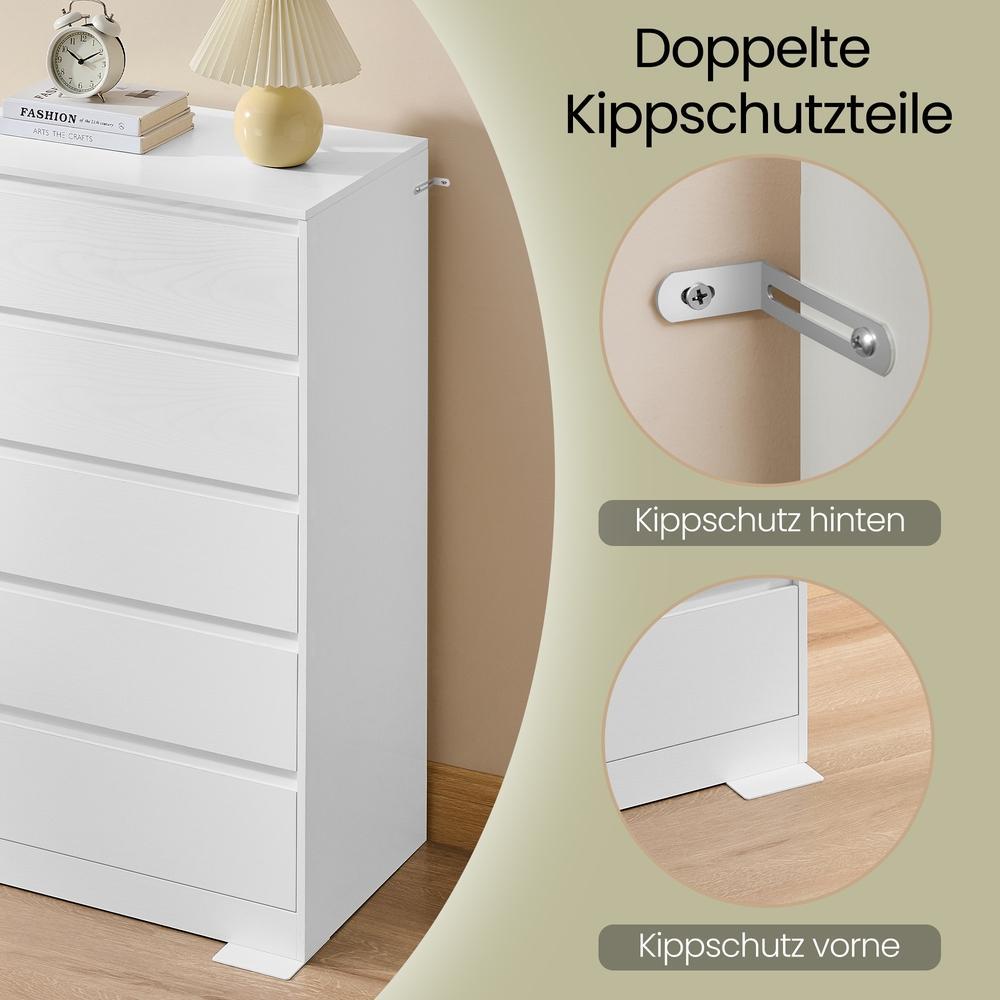 Dressoir - 5 Lades - 40 x 60 x 97 cm - Voor Slaapkamer Of Hal