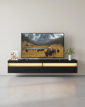 Zwevend TV-Meubel – Met LED-Verlichting en Oplaadstation - Inclusief Wandmontage