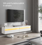 Zwevend TV-Meubel – Met LED-Verlichting en Oplaadstation - Inclusief Wandmontage