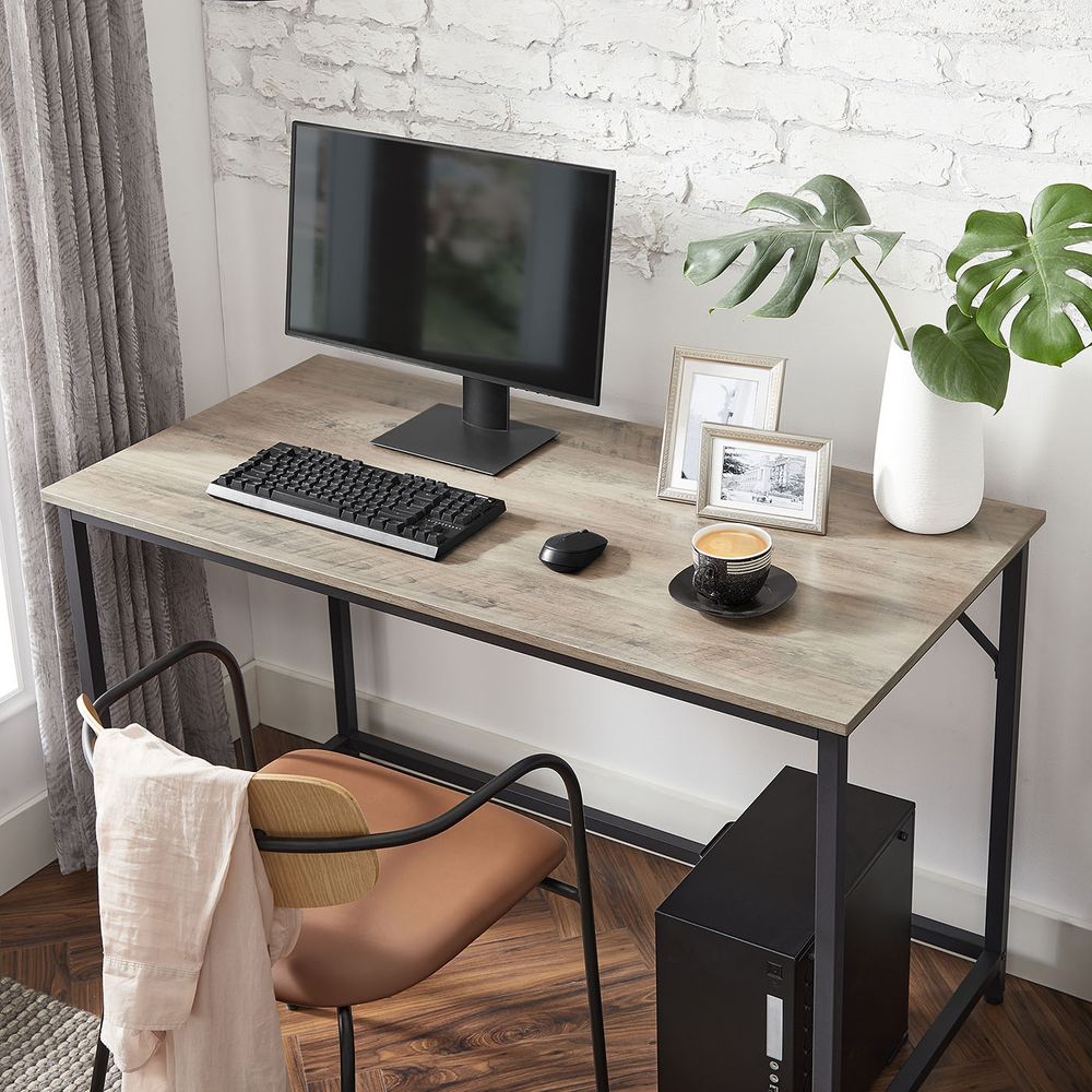 Bureau Industrieel – Houtlook met Zwart Stalen Frame – Computerbureau tot 50 kg