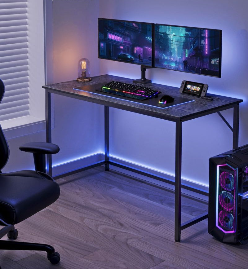 Bureau Industrieel – Houtlook met Zwart Stalen Frame – Computerbureau tot 50 kg
