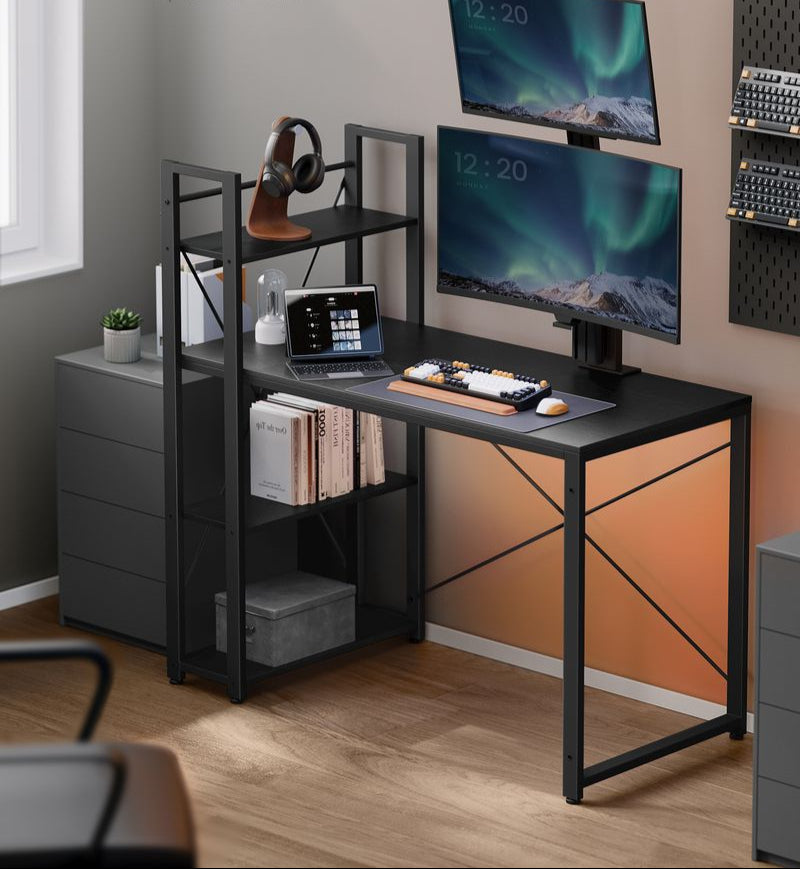 Bureau met Boekenplank 120 cm – Industrieel – Plank Links of Rechts – Computerbureau tot 100 kg voor Thuiskantoor