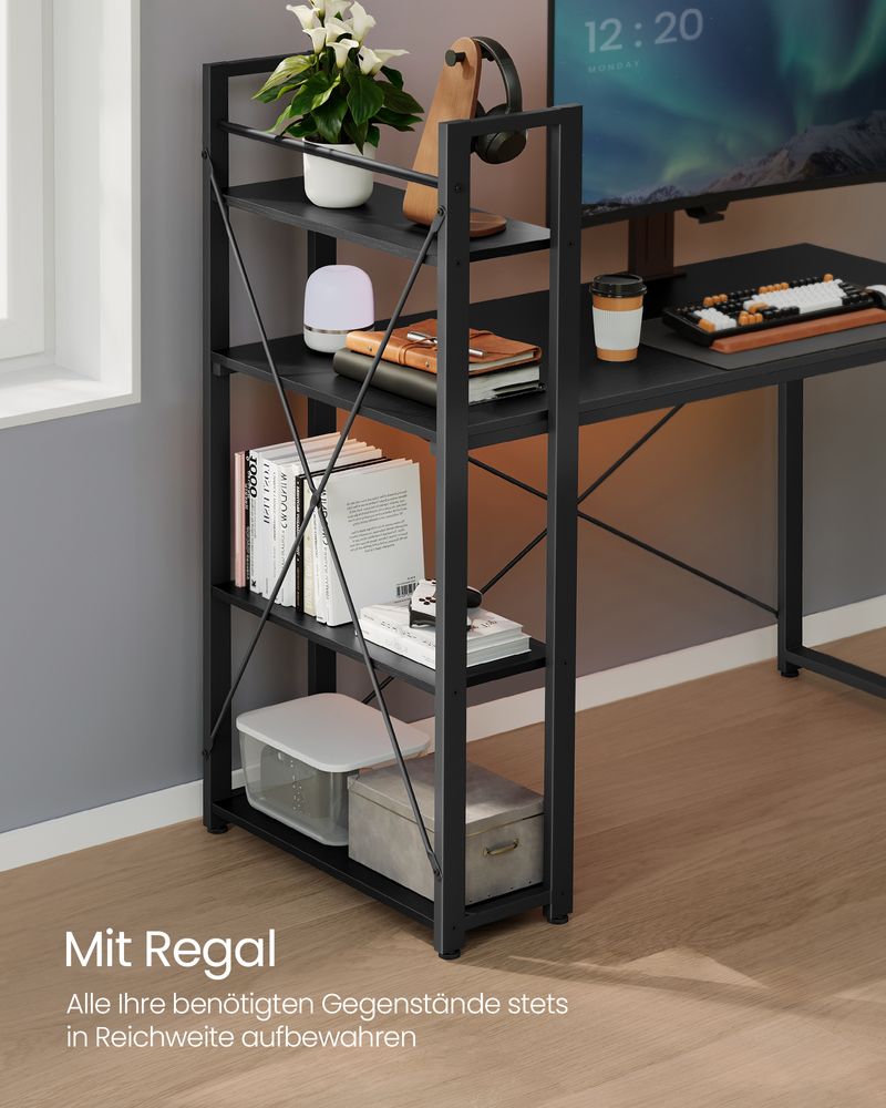Bureau met Boekenplank 120 cm – Industrieel – Plank Links of Rechts – Computerbureau tot 100 kg voor Thuiskantoor