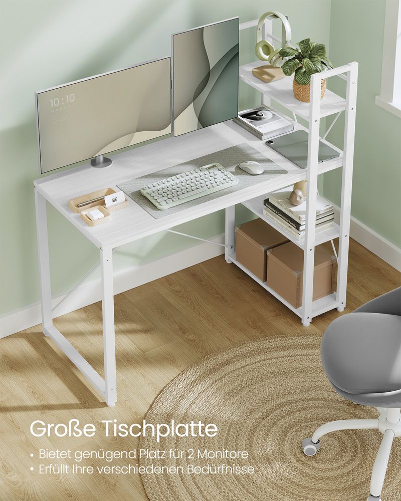 Bureau met Boekenplank 120 cm – Industrieel – Plank Links of Rechts – Computerbureau tot 100 kg voor Thuiskantoor