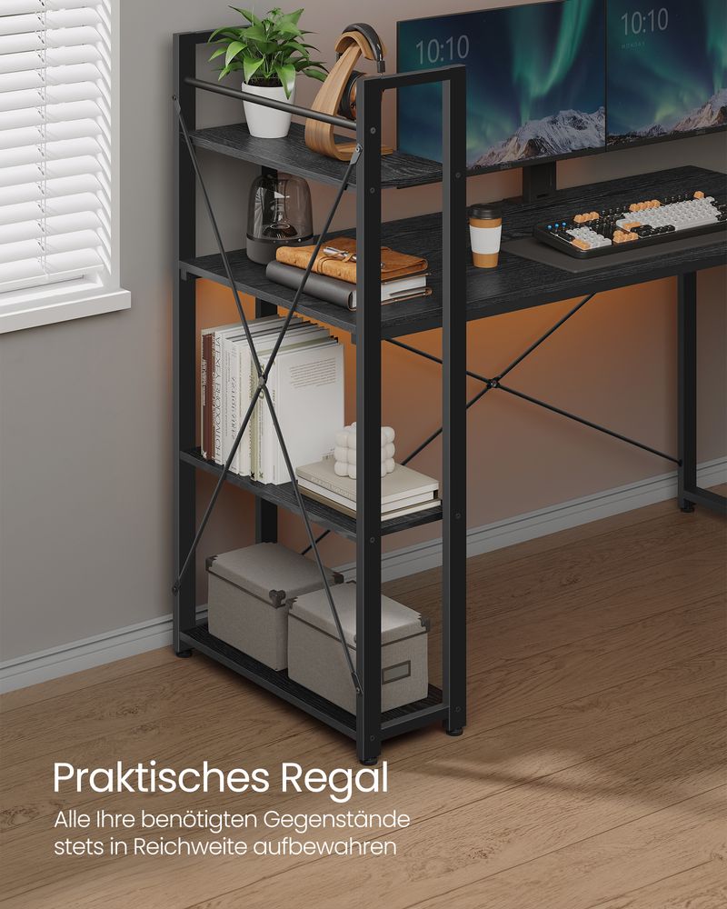 Bureau Industrieel 120 cm – Met 3 Legplanken – Links of Rechts Monteerbaar – Tot 50 kg
