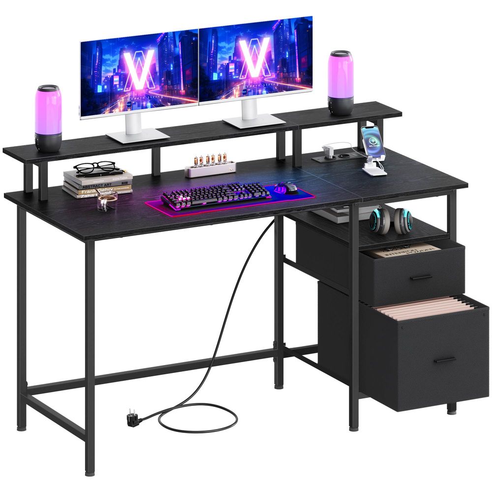 Bureau met Lades - Computertafel met USB en Stopcontact