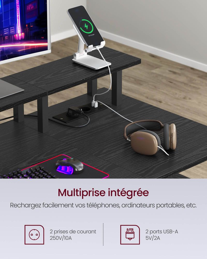 Bureau met Lades - Computertafel met USB en Stopcontact
