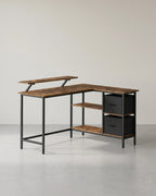 Hoekbureau L-Vormig – Met Monitorstandaard – 2 Lades en Verstelbare Plank