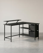 Hoekbureau L-Vormig – Met Monitorstandaard – 2 Lades en Verstelbare Plank