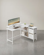 Hoekbureau L-Vormig – Met Monitorstandaard – 2 Lades en Verstelbare Plank