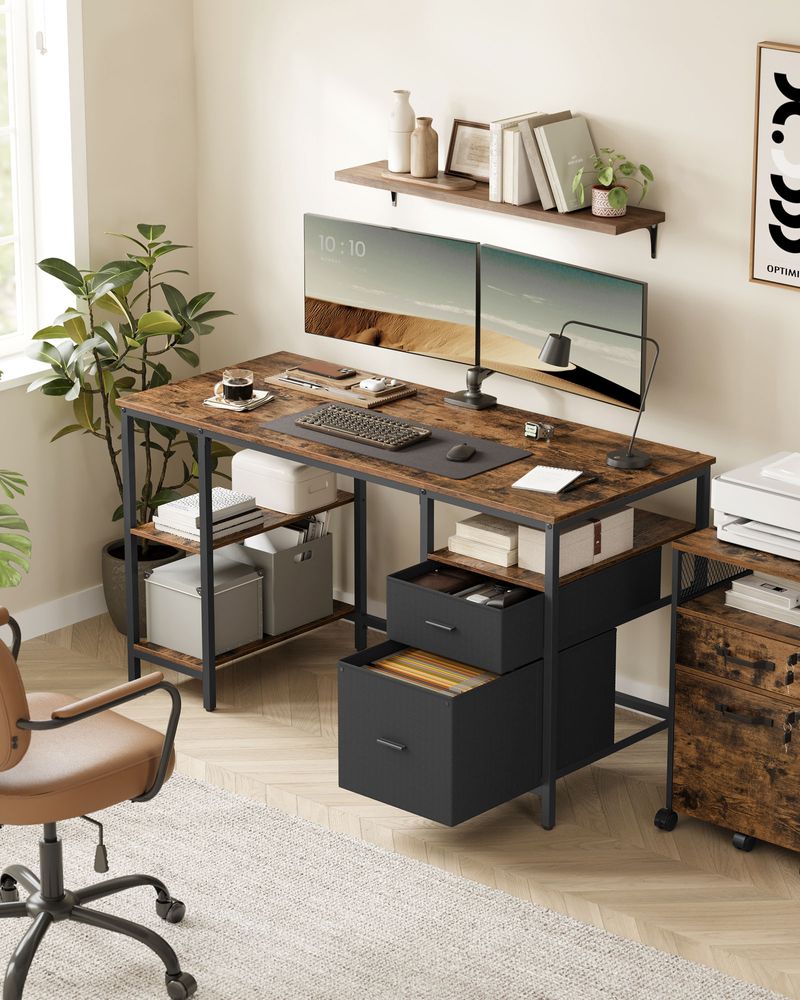 Bureau Vintage – Industrieel Design – Met Laden en Planken – Tot 50 kg
