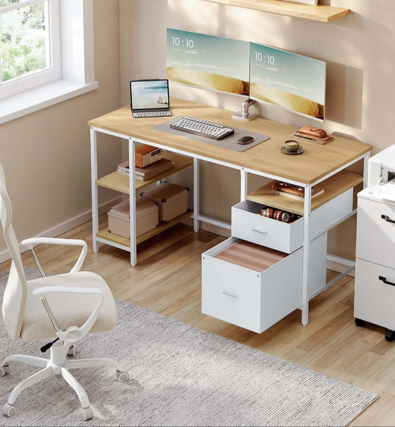 Bureau Vintage – Industrieel Design – Met Laden en Planken – Tot 50 kg