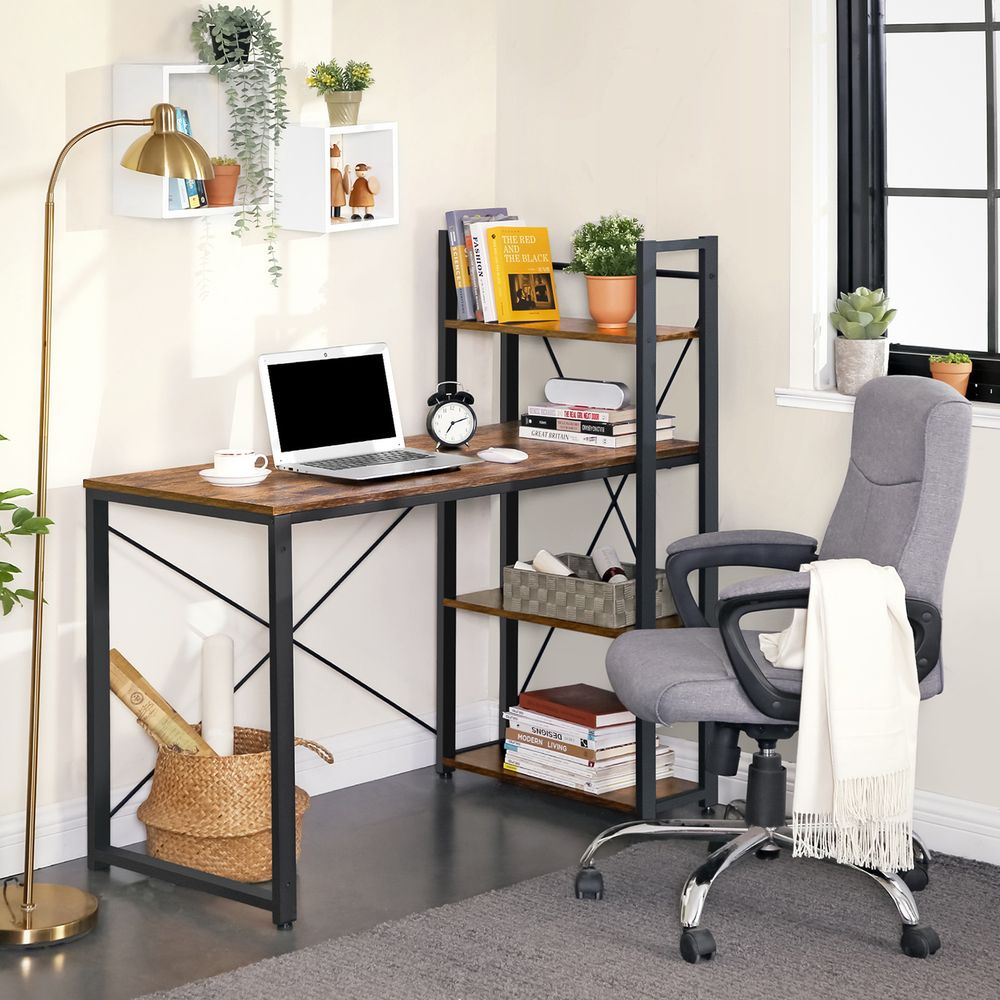 Bureau Industrieel 120 cm – Met 3 Legplanken – Links of Rechts Monteerbaar – Tot 50 kg
