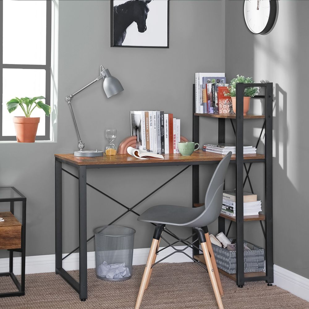 Bureau Industrieel 120 cm – Met 3 Legplanken – Links of Rechts Monteerbaar – Tot 50 kg