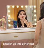 Make-up Spiegel met LED Verlichting – 3 Lichtkleuren – 360° Draaibaar – USB-A & USB-C – 10x Vergroting