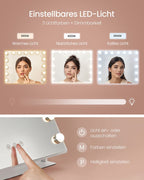 Make-up Spiegel met LED Verlichting – 3 Lichtkleuren – 360° Draaibaar – USB-A & USB-C – 10x Vergroting
