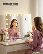 Make-Up Spiegel - 18 LED Lampen - Met USB Lader En Touch Bediening