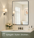 Wandspiegel – Rechthoekig – Aluminium frame – 91 x 61 cm – Breukveilig Glas – Horizontaal & Verticaal Ophangbaar
