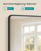 Wandspiegel – Rechthoekig – Aluminium frame – 91 x 61 cm – Breukveilig Glas – Horizontaal & Verticaal Ophangbaar