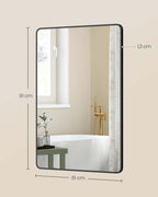 Wandspiegel – Rechthoekig – Aluminium frame – 91 x 61 cm – Breukveilig Glas – Horizontaal & Verticaal Ophangbaar