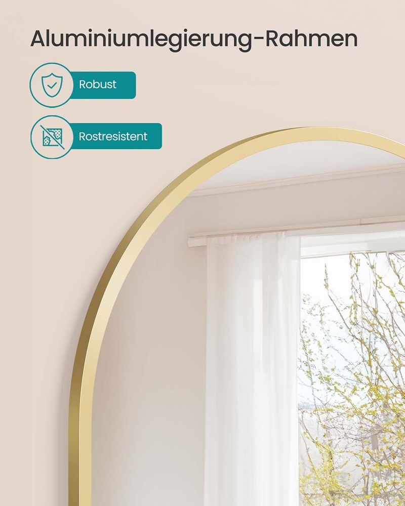 Wandspiegel Met Aluminium Frame – Ovaal Ontwerp – Breukbestendig Veiligheidsglas – 91 x 61 cm