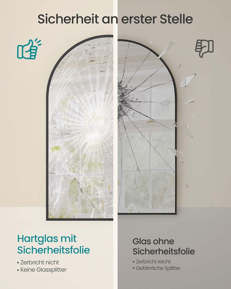 Wandspiegel Met Aluminium Frame – Ovaal Ontwerp – Breukbestendig Veiligheidsglas – 91 x 61 cm