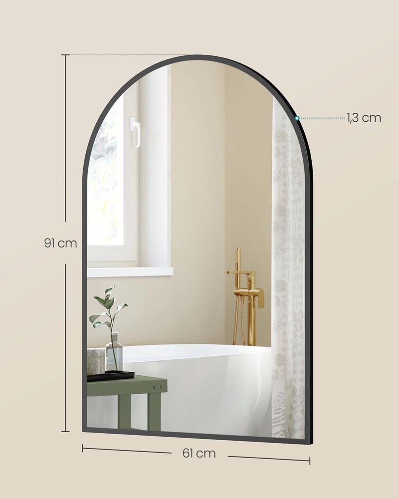 Wandspiegel Met Aluminium Frame – Ovaal Ontwerp – Breukbestendig Veiligheidsglas – 91 x 61 cm