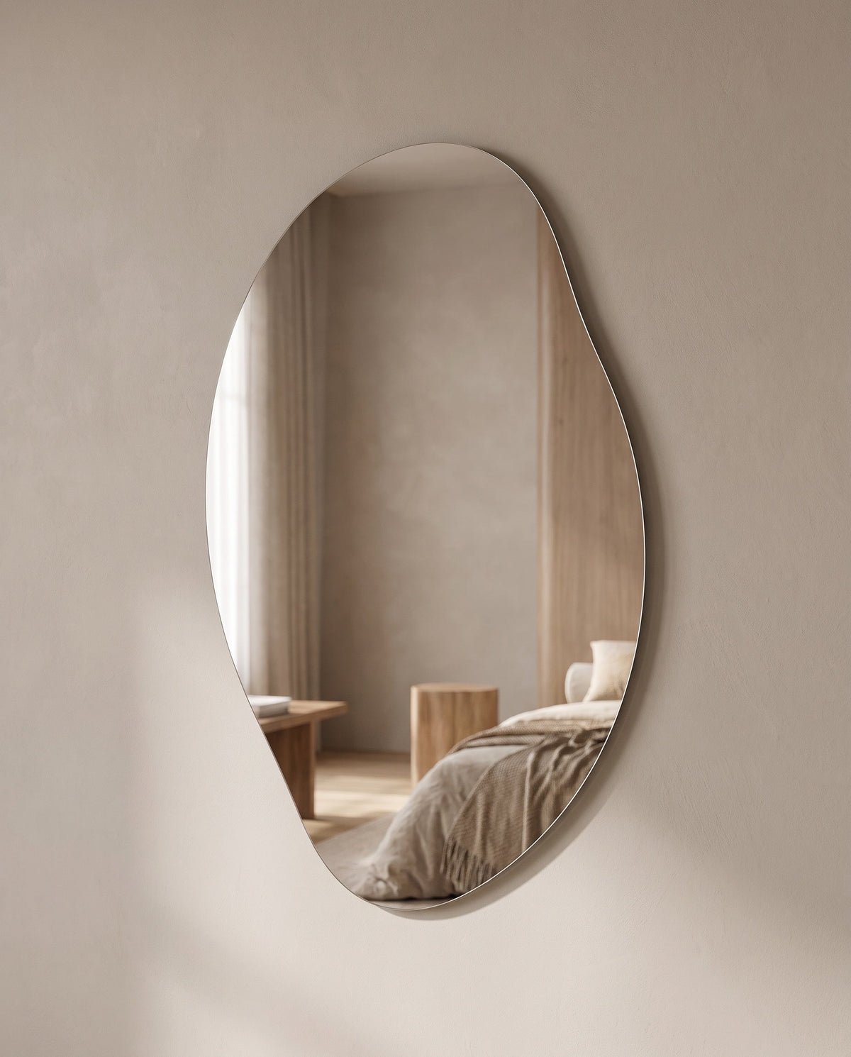 Asymmetrische Wandspiegel - Organische Bloemvorm - Randloos Gehard Glas