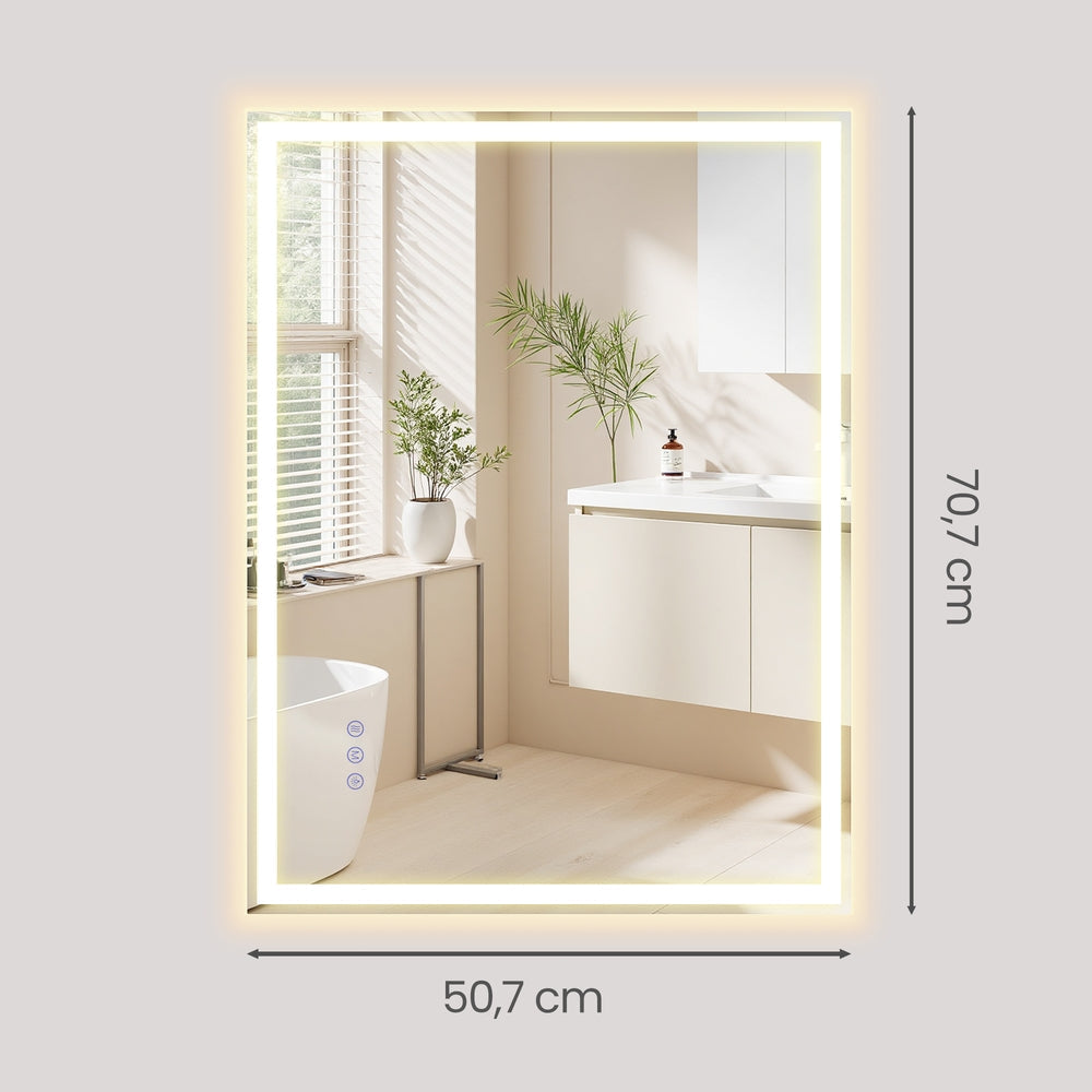 Badkamerspiegel met LED-Verlichting – Dimbaar – Rechthoekig – 2 Maten – voor Badkamer & Make-uphoek