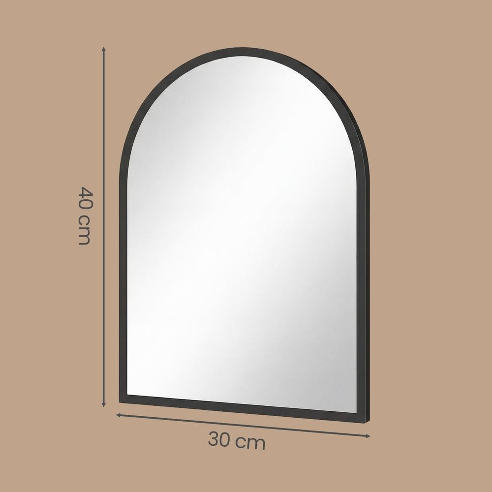 Wandspiegel 40 x 30 cm - Gewelfde Spiegel Met Aluminium Frame - Voor Hal En Badkamer