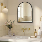 Wandspiegel 40 x 30 cm - Gewelfde Spiegel Met Aluminium Frame - Voor Hal En Badkamer