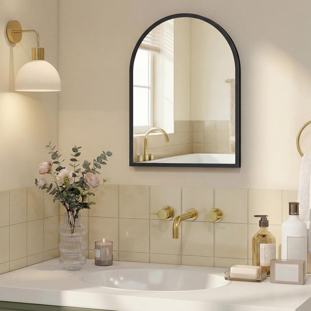 Wandspiegel 40 x 30 cm - Gewelfde Spiegel Met Aluminium Frame - Voor Hal En Badkamer
