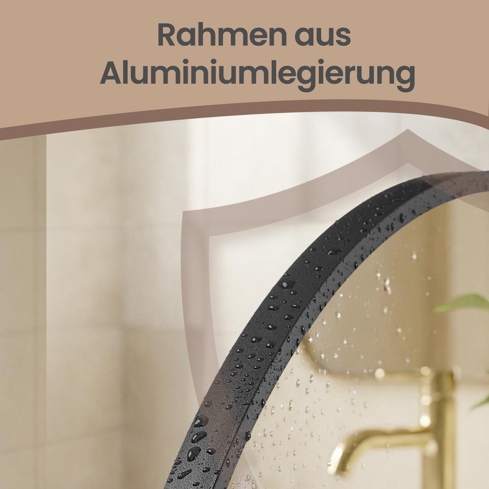 Wandspiegel 40 x 30 cm - Gewelfde Spiegel Met Aluminium Frame - Voor Hal En Badkamer
