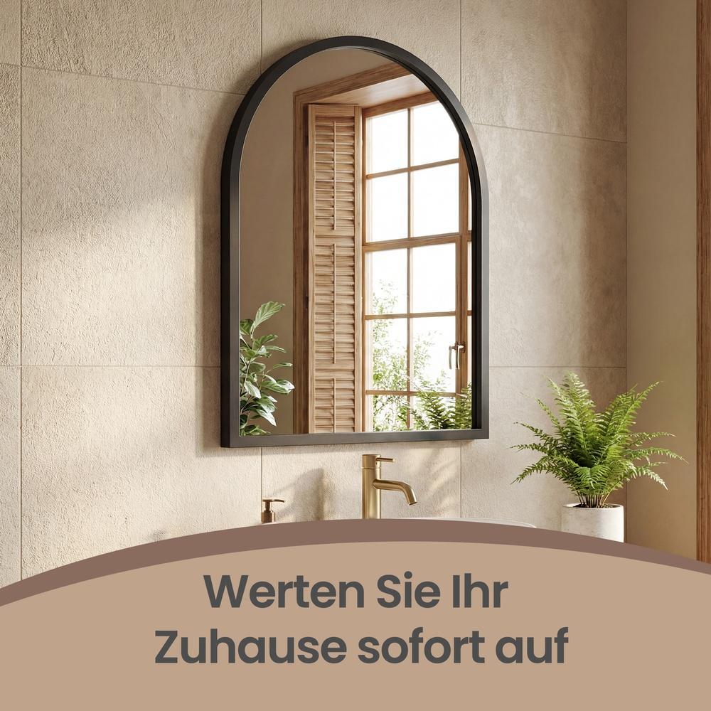 Wandspiegel 40 x 30 cm - Gewelfde Spiegel Met Aluminium Frame - Voor Hal En Badkamer