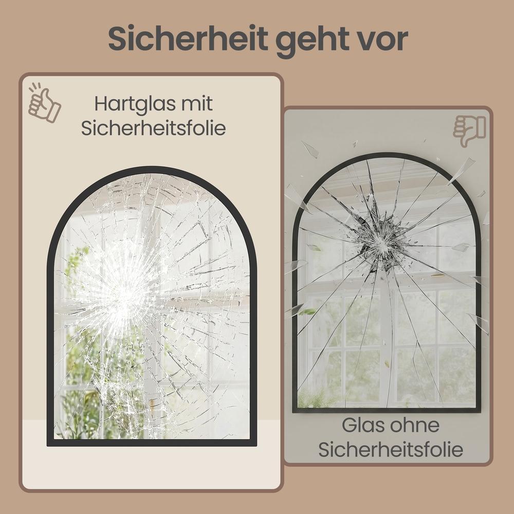 Wandspiegel 40 x 30 cm - Gewelfde Spiegel Met Aluminium Frame - Voor Hal En Badkamer
