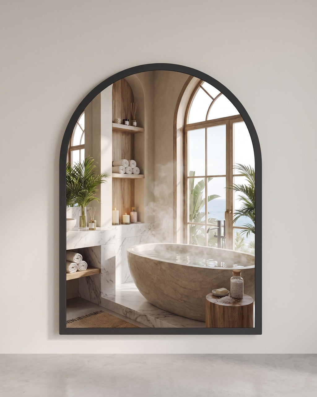 Wandspiegel 40 x 30 cm - Gewelfde Spiegel Met Aluminium Frame - Voor Hal En Badkamer