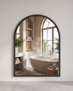 Wandspiegel 40 x 30 cm - Gewelfde Spiegel Met Aluminium Frame - Voor Hal En Badkamer