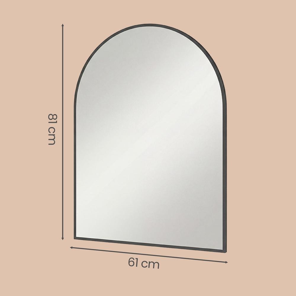 Wandspiegel 81 x 61 cm - Gewelfde Spiegel Met Aluminium Frame - Voor Woonkamer En Badkamer