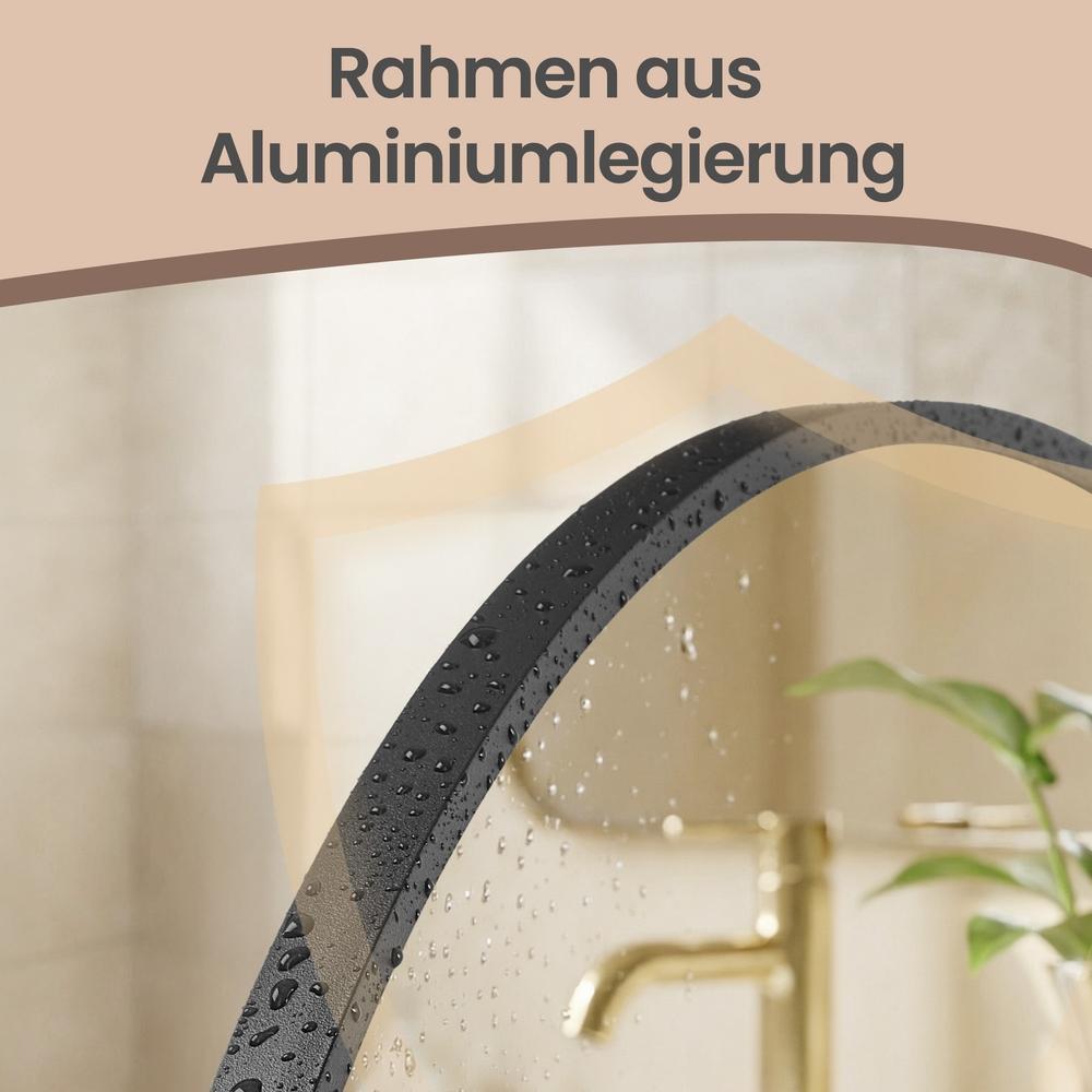 Wandspiegel 81 x 61 cm - Gewelfde Spiegel Met Aluminium Frame - Voor Woonkamer En Badkamer
