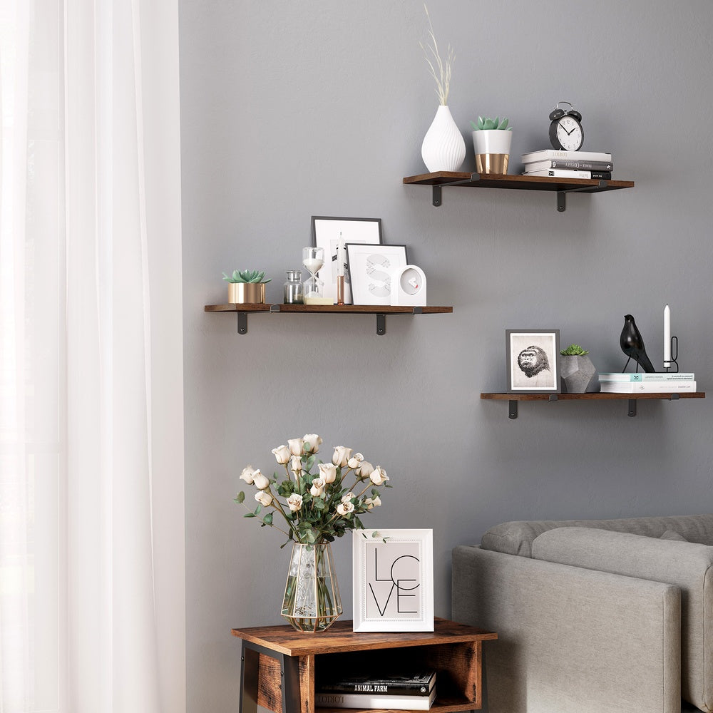 Wandplank 20 x 60 cm - Zwevende Plank In Houtlook - Tot 10 kg Belastbaar