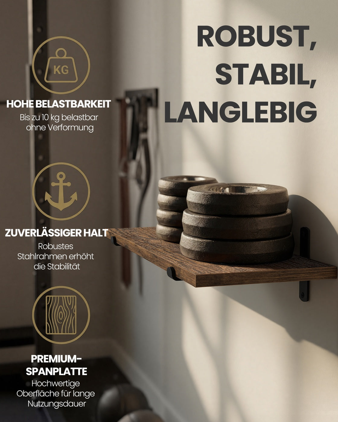 Wandplank 20 x 60 cm - Zwevende Plank In Houtlook - Tot 10 kg Belastbaar