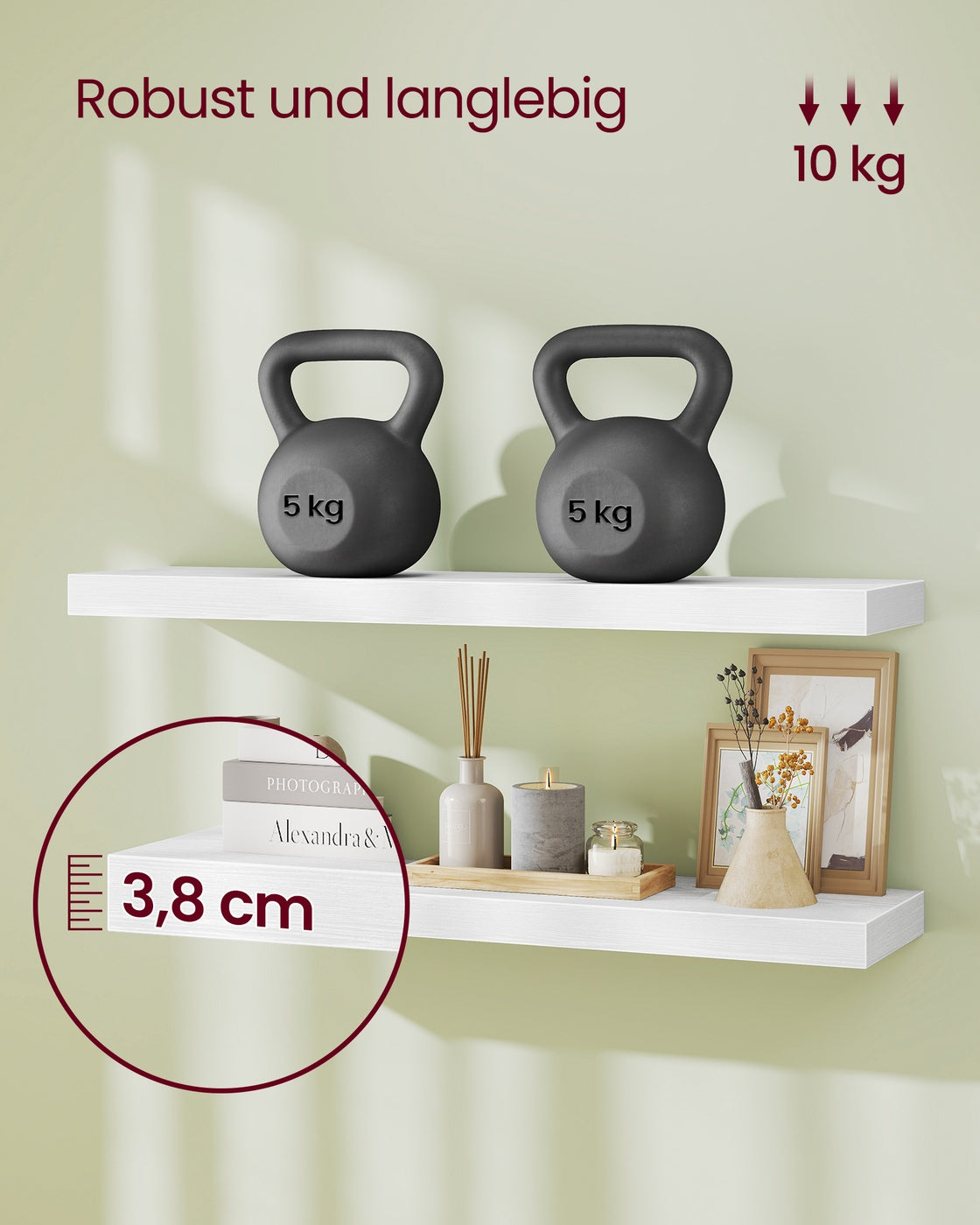 Zwevende Wandplank Voor Fotolijsten - Smal Wandboard - Voor Woonkamer En Hal